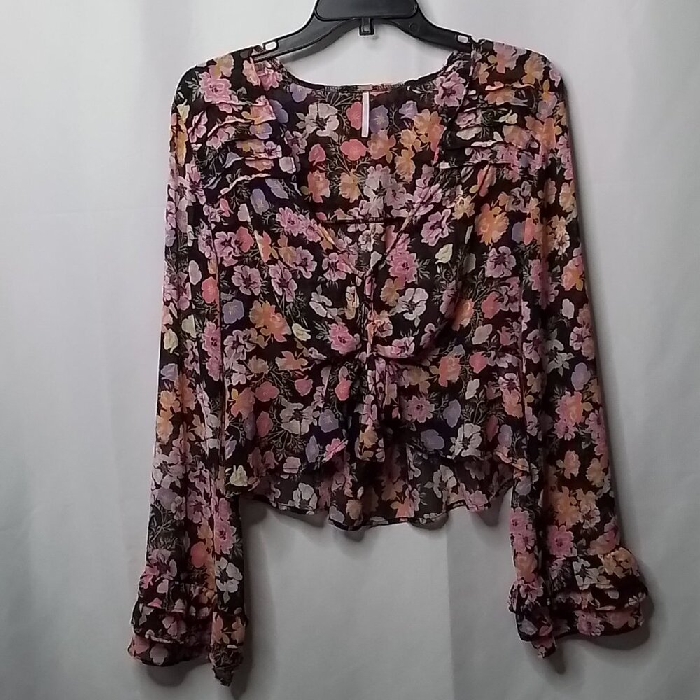 FREE PEOPLE MAYBEL RUFFLE BLOUSE SIZE S